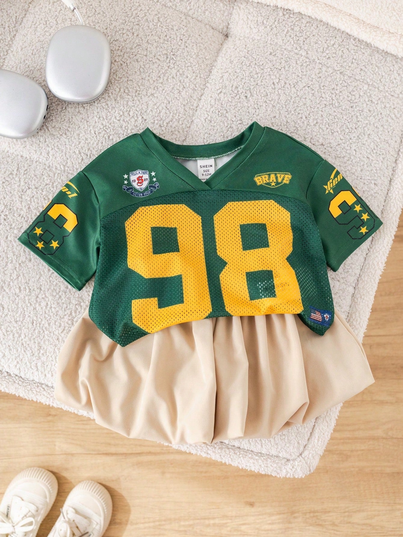 Baby Girls' Sports Casual Fashion Short Sleeve Top And Ruffle Skirt Shorts Set, Baby Girls Clothing