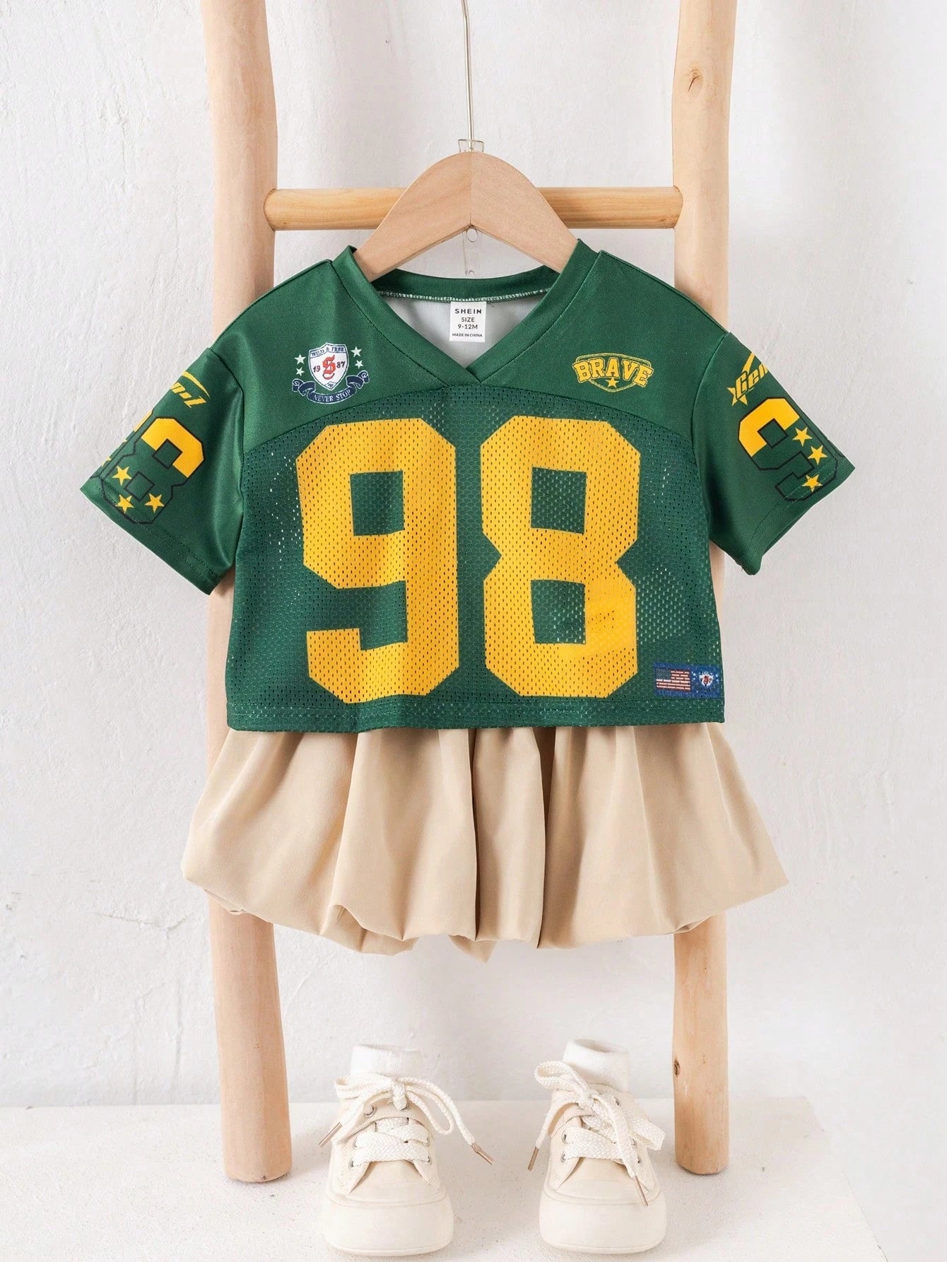 Baby Girls' Sports Casual Fashion Short Sleeve Top And Ruffle Skirt Shorts Set, Baby Girls Clothing