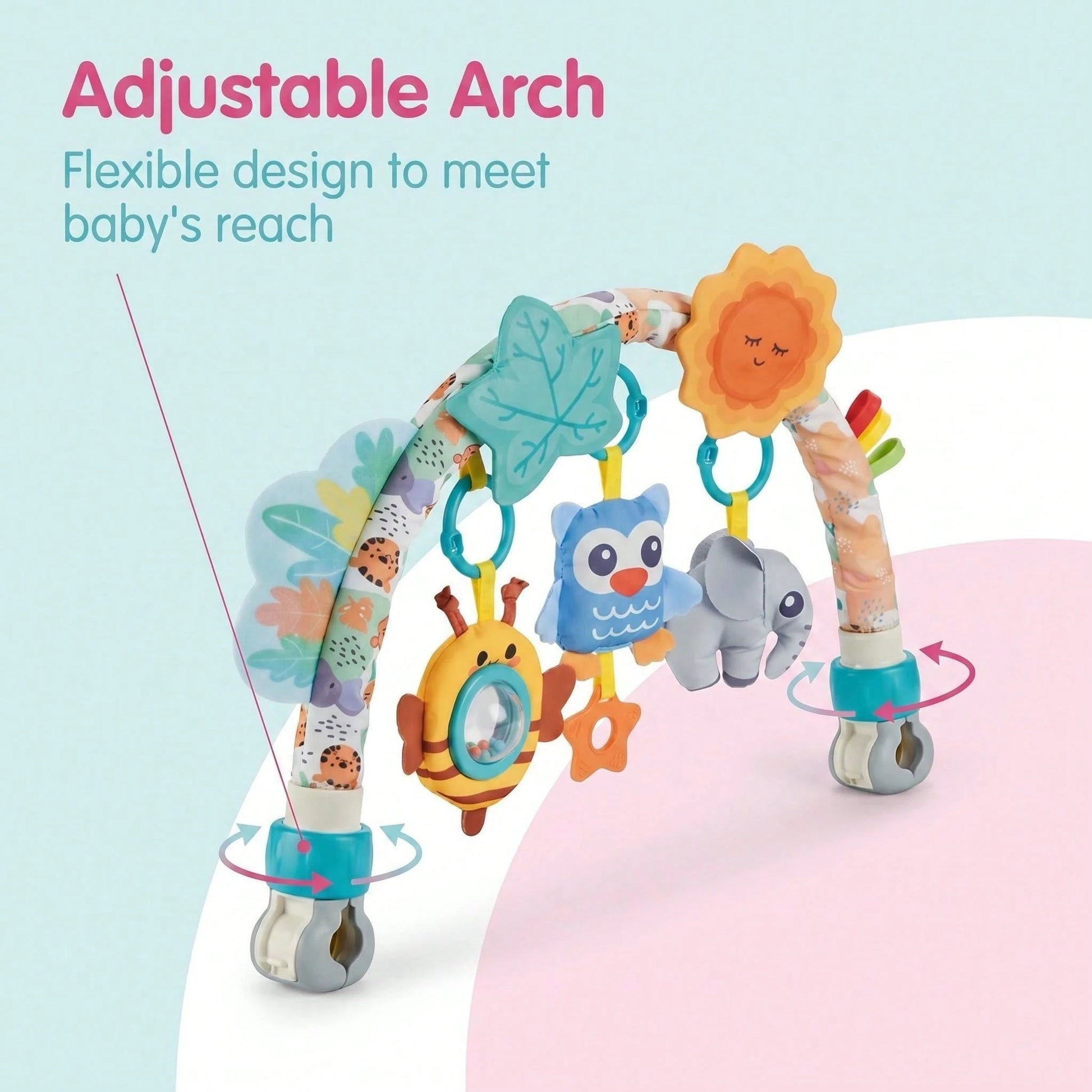 Baby Stroller Hanging Toy Ocean Animal Rattle With Pull String, Detachable Rattle, Battery-Free
