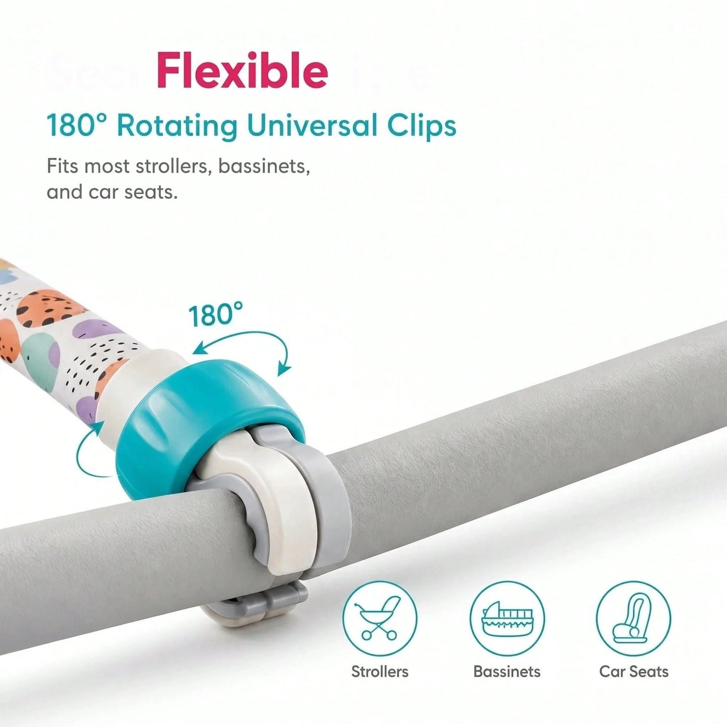 Baby Stroller Hanging Toy Ocean Animal Rattle With Pull String, Detachable Rattle, Battery-Free