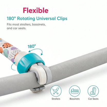 Baby Stroller Hanging Toy Ocean Animal Rattle With Pull String, Detachable Rattle, Battery-Free