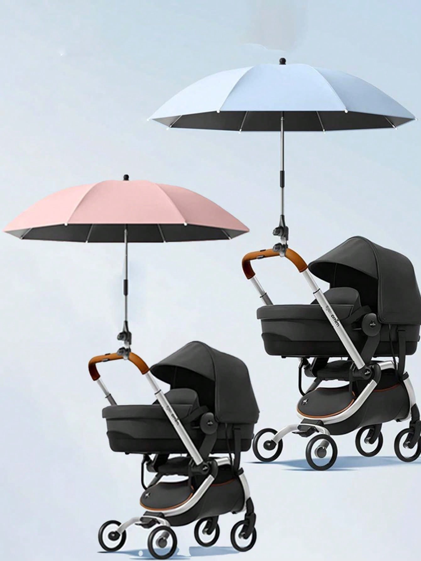 Baby Stroller Sunshade Umbrella, Effectively Blocks UV Rays, Fits Universal Stroller/Tricycle, With Umbrella Handle, Clip, & Sunshade Canopy, Stroller Umbrella, Sun And Rain Protection Shield