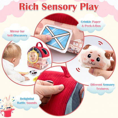 Baby Toys 6-12 Months- Surprise Barn With Stuffed Farm Animals, Rattle, Crinkle Paper, Mirror- Montessori Toys For 6 Month Old Babies, Sensory Balls Toddlers 1-3, 1 Year Old Boy Girl Gifts, Interac