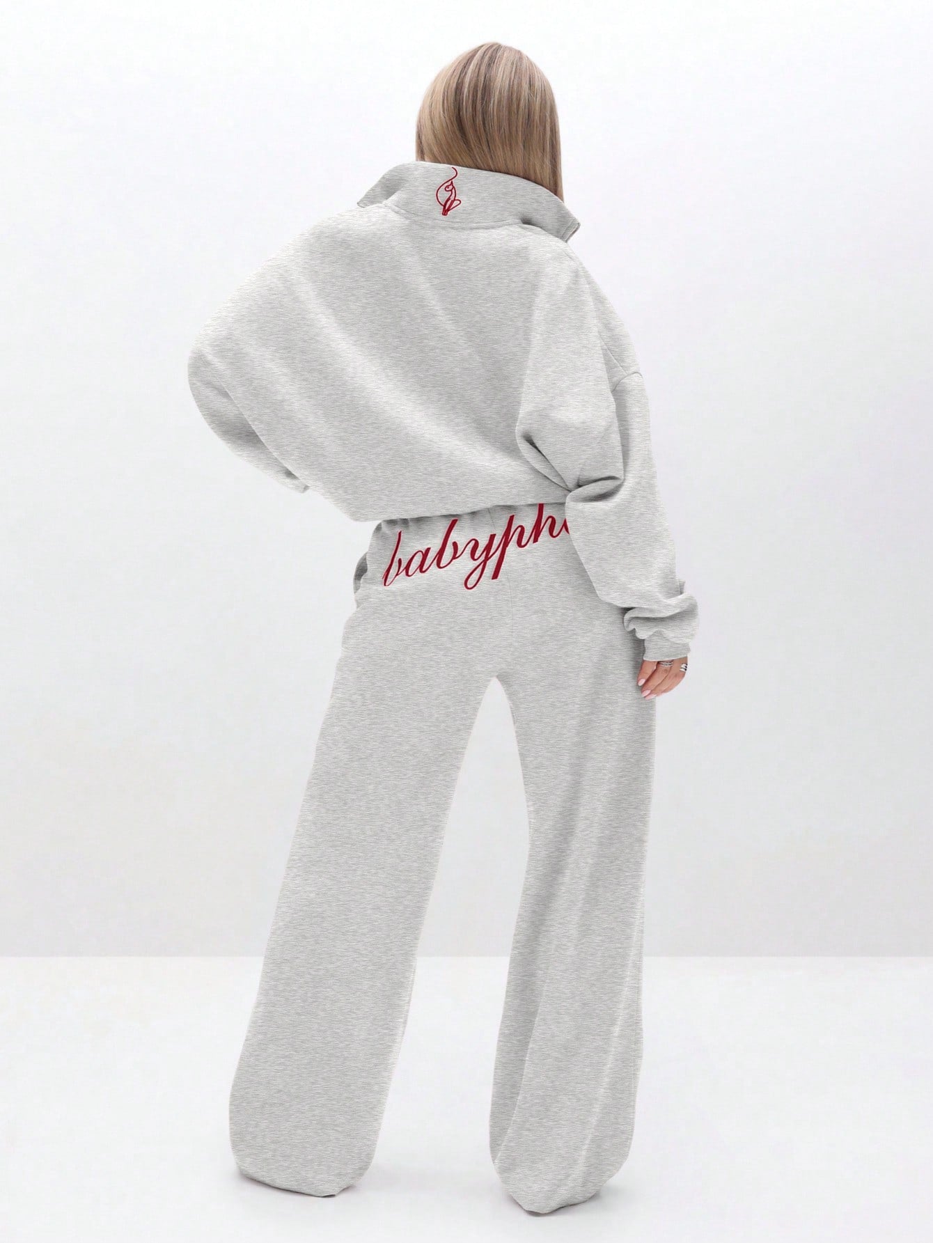 BABYPHAT Oversized High Neck Zip Up Sweatshirt With Script Print And Flame Detail For Casual Comfort