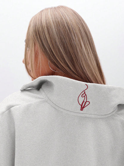 BABYPHAT Oversized High Neck Zip Up Sweatshirt With Script Print And Flame Detail For Casual Comfort