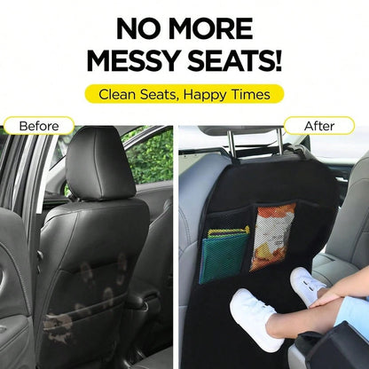 Back Seat Cover 3 Pocket Storage Organizer, 2 Packs X-Large Waterproof Kick Mats Backseat Protector, Car Seat Back Protectors For Vehicles To Protect From Dirt, Mud Scratches