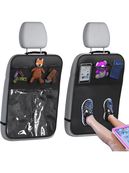 Back Seat Cover For Kids+3 Pocket Storage Organizer+Waterproof PVC, 1 Pc/2 Pcs-Large Waterproof Kick Mats Backseat Protector, Car Seat Back Protectors