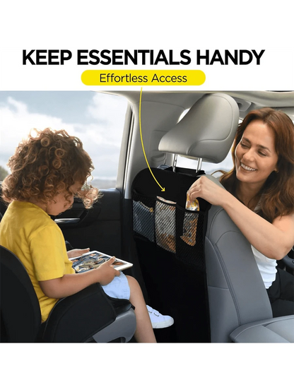 Back Seat Cover For Kids+3 Pocket Storage Organizer+Waterproof PVC, 1 Pc/2 Pcs-Large Waterproof Kick Mats Backseat Protector, Car Seat Back Protectors