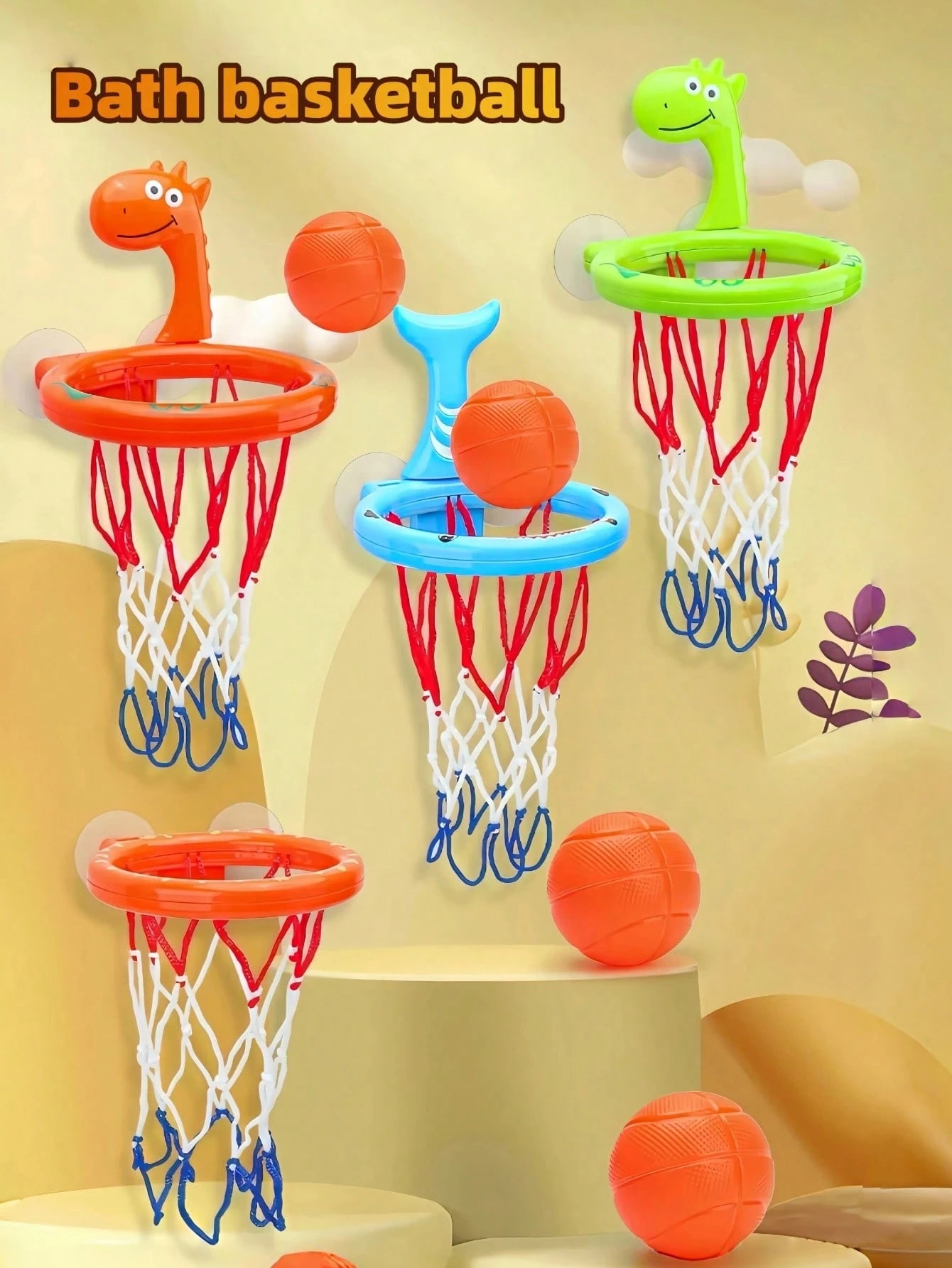 Bathtub Basketball Hoop Toy For Kids & Toddlers, Suction Cup Basketball Hoop With 3 Soft Balls Set, Birthday Gift, Interactive Bathroom Toy For Boys And Girls, Infant Bathtub Toys, Toddler Bathroom To