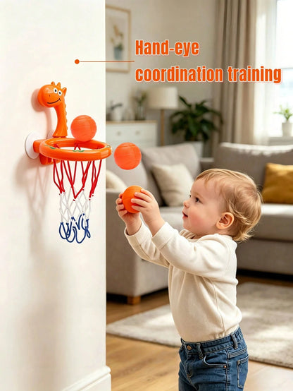 Bathtub Basketball Hoop Toy For Kids & Toddlers, Suction Cup Basketball Hoop With 3 Soft Balls Set, Birthday Gift, Interactive Bathroom Toy For Boys And Girls, Infant Bathtub Toys, Toddler Bathroom To
