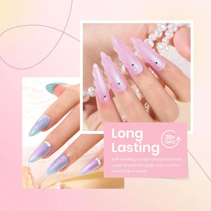 Beetles Pearl Gel Nail Polish, 6 Colors Shimmer Pearl White Pink Purple Mermaid Nail Drawing Spring Gel Polish