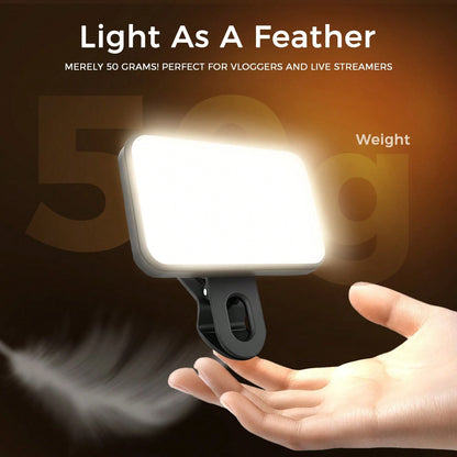 Bi-Color Temperature Selfie/Live Stream Light 1 Pc LED Fill Light Selfie Light, LED Phone Light With 3 Lighting Mode, Portable Mini Clip-On Fill Light, Makeup, Live Stream, Zoom Conference Rechargeabl