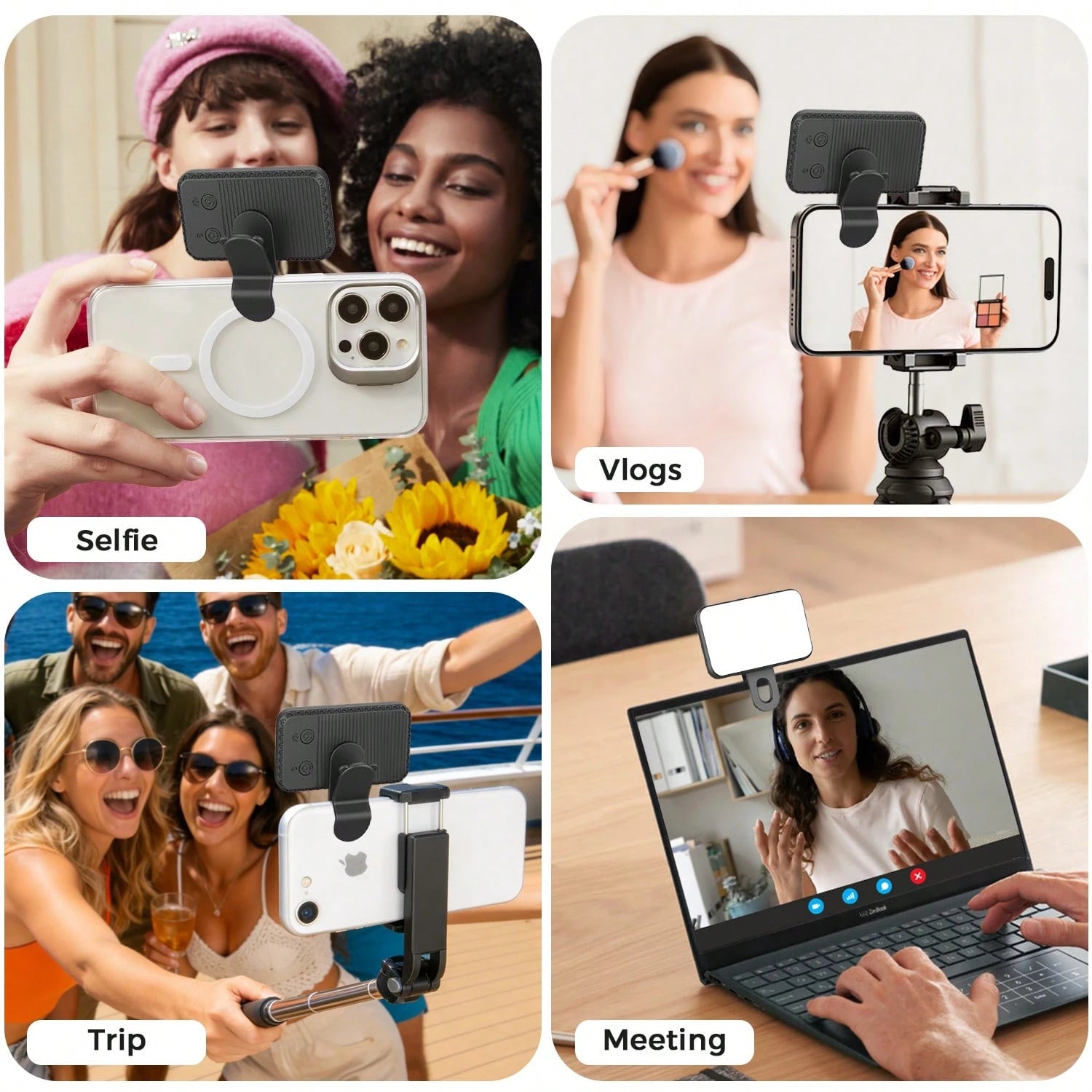 Bi-Color Temperature Selfie/Live Stream Light 1 Pc LED Fill Light Selfie Light, LED Phone Light With 3 Lighting Mode, Portable Mini Clip-On Fill Light, Makeup, Live Stream, Zoom Conference Rechargeabl