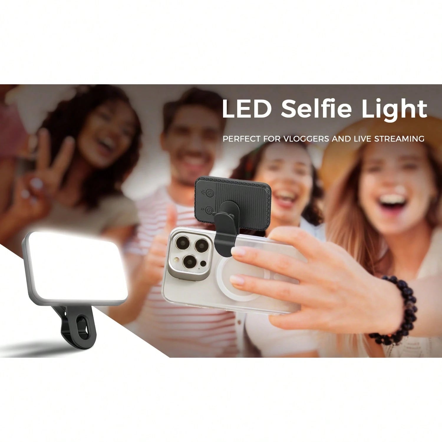 Bi-Color Temperature Selfie/Live Stream Light 1 Pc LED Fill Light Selfie Light, LED Phone Light With 3 Lighting Mode, Portable Mini Clip-On Fill Light, Makeup, Live Stream, Zoom Conference Rechargeabl