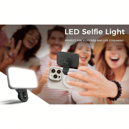 Bi-Color Temperature Selfie/Live Stream Light 1 Pc LED Fill Light Selfie Light, LED Phone Light With 3 Lighting Mode, Portable Mini Clip-On Fill Light, Makeup, Live Stream, Zoom Conference Rechargeabl