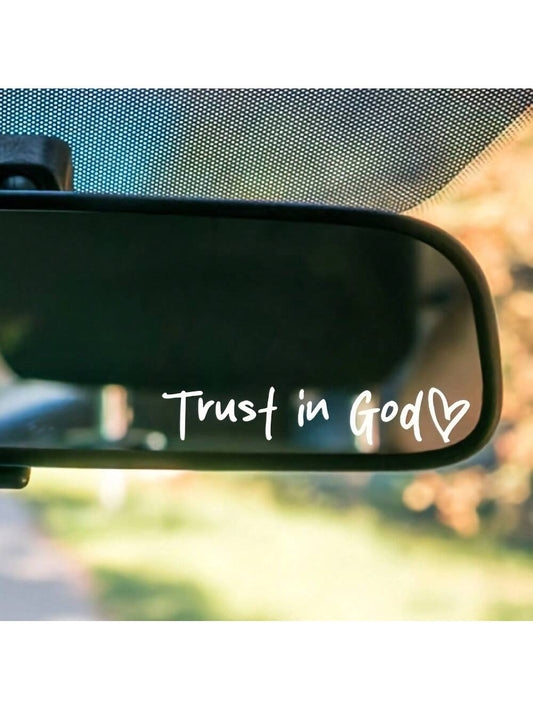 Bible Church Mirror Stickers- Trust In God, Faith Hope For Love, Self-Adhesive Shiny Appearance, Teacher Religious Gifts, "Trust In God" With Heart Graphics- Christian Church Decorations For Churche