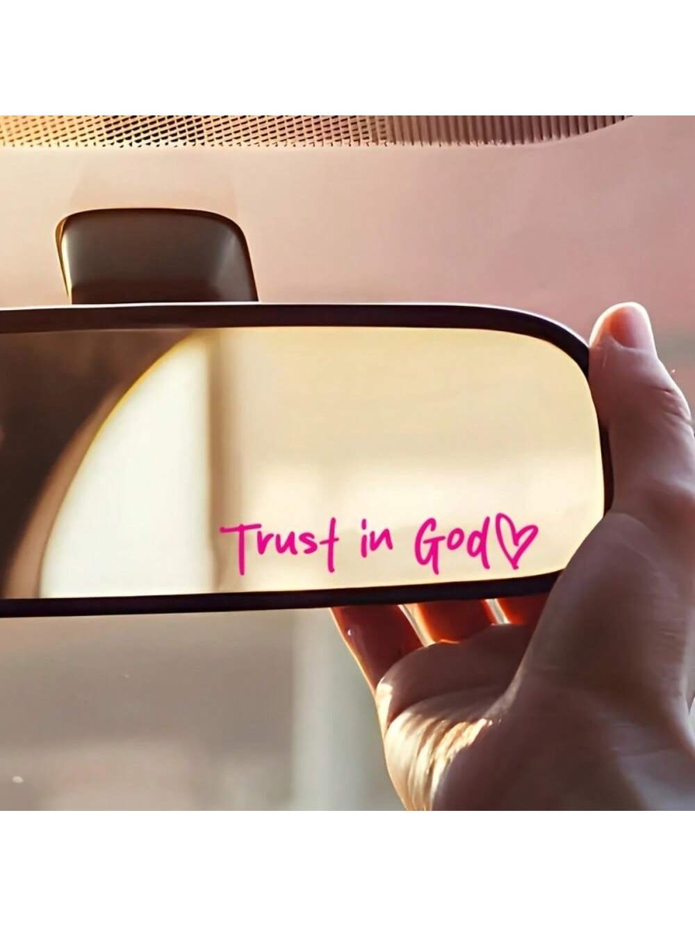 Bible Church Mirror Stickers- Trust In God, Faith Hope For Love, Self-Adhesive Shiny Appearance, Teacher Religious Gifts, "Trust In God" With Heart Graphics- Christian Church Decorations For Churche