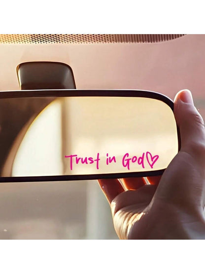 Bible Church Mirror Stickers- Trust In God, Faith Hope For Love, Self-Adhesive Shiny Appearance, Teacher Religious Gifts, "Trust In God" With Heart Graphics- Christian Church Decorations For Churche