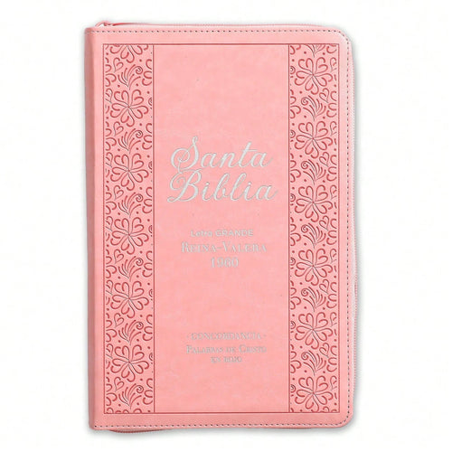 Biblia Para Mujeres Con Cierre Letra Grande 12 Puntos RV1960 Imit. Rosado Claro Con Indice