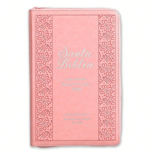 Biblia Para Mujeres Con Cierre Letra Grande 12 Puntos RV1960 Imit. Rosado Claro Con Indice