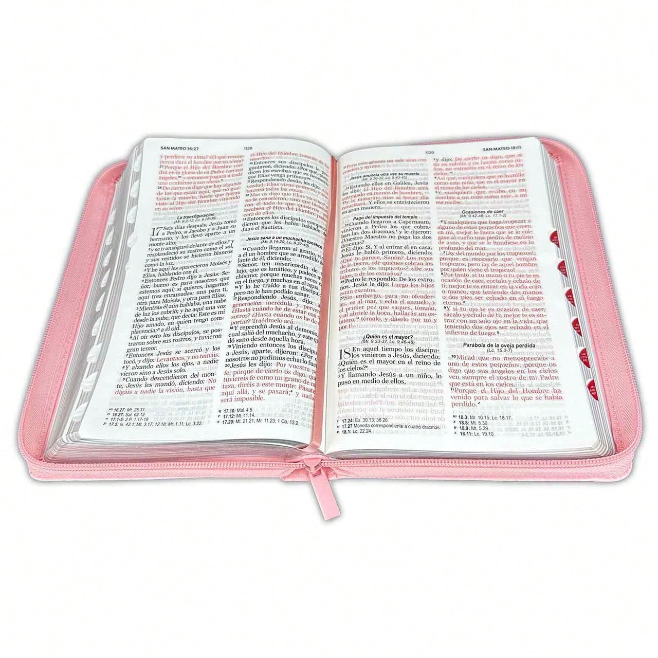 Biblia Para Mujeres Con Cierre Letra Grande 12 Puntos RV1960 Imit. Rosado Claro Con Indice