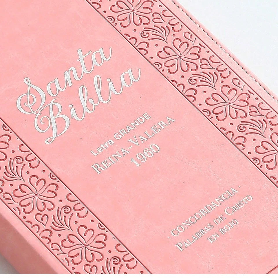 Biblia Para Mujeres Con Cierre Letra Grande 12 Puntos RV1960 Imit. Rosado Claro Con Indice