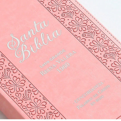 Biblia Para Mujeres Con Cierre Letra Grande 12 Puntos RV1960 Imit. Rosado Claro Con Indice