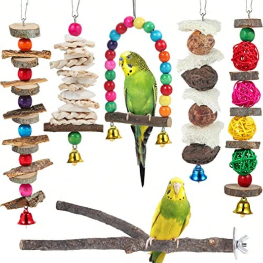 Bird Perch Bird Toys Parakeet Toys, Bird Cage Accessories Wooden Chew Toys Perch Stand For Parrot Conure Cockatiel Lovebird Parrotlet Budgie Finches And Other Small To Medium Sized Birds