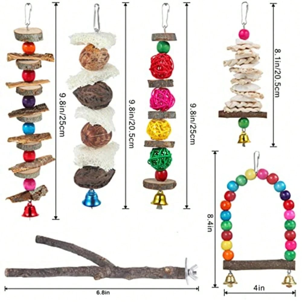 Bird Perch Bird Toys Parakeet Toys, Bird Cage Accessories Wooden Chew Toys Perch Stand For Parrot Conure Cockatiel Lovebird Parrotlet Budgie Finches And Other Small To Medium Sized Birds