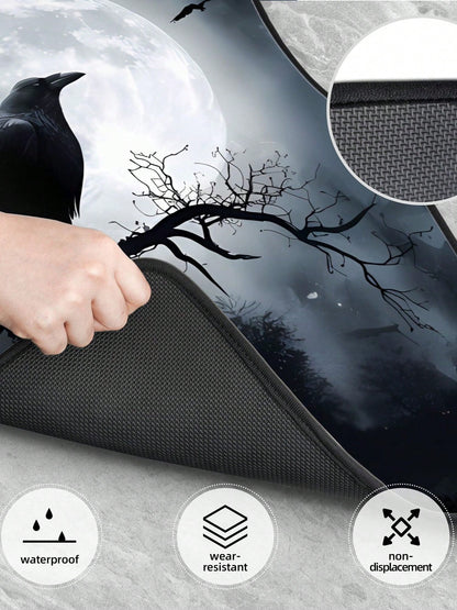 Black Crows Under Full Moon 4-Piece Custom Printed All-Weather Floor Mats- Universal Fit For Suv, Truck, Van| Easy Clean