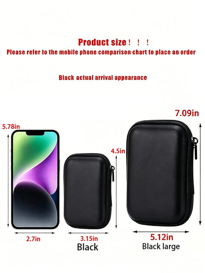 Black Leopard Print EVA Hard Shell 4.3 Inch Compact Storage Box- Travel Protective Storage Bag, Suitable For Electronic Accessories, Earphones, Hard Drives And Data Cables; Shockproof Zipper Pouch (S