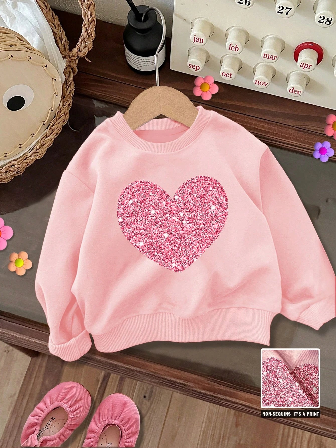 Black & Pink Sweet Cute Halloween Bow & Little Ghost Glitter Pattern, Baby Girl Casual Soft Comfortable Loose Crew Neck Sweatshirt Suitable For Autumn/Winter Daily, Halloween, Family Party, Let's Get