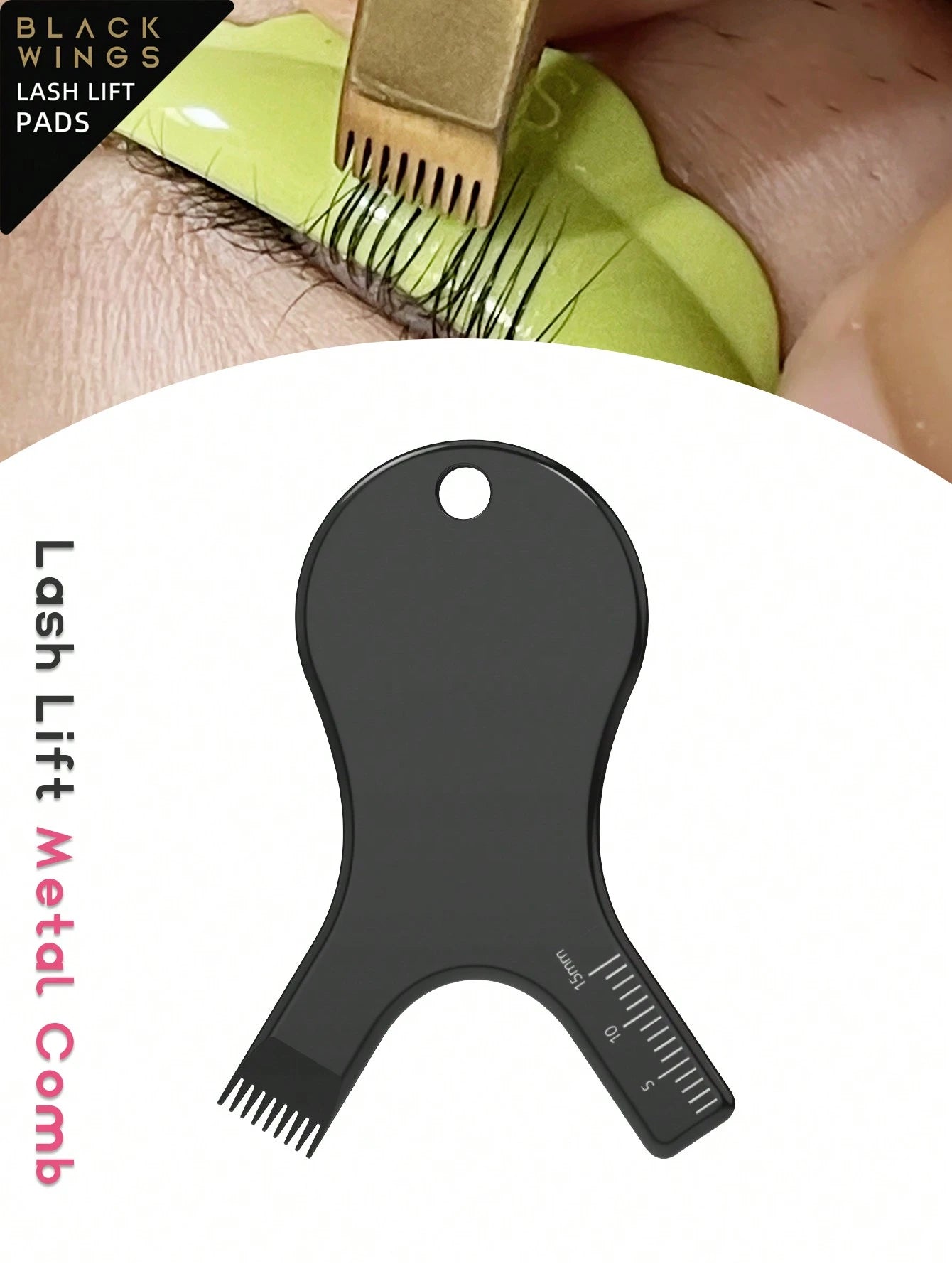 BLACKWINGS 1pc Reusable Metal Tool Comb, Eyelash Perming Pad, Eyelash Curler, Applicator, Eyelash Lifting Tool, Eyelash Perming Tool Set With Silicone Eyelash Clip, Makeup Beauty Tool, Makeup Accessor