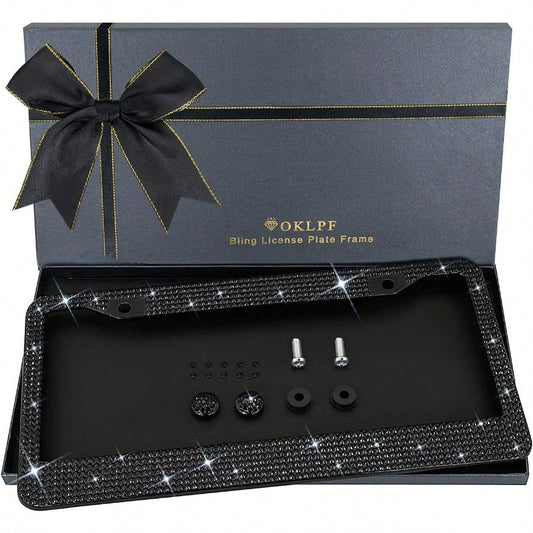 Bling License Plate Frame For Women Sparkly Stainl Steel License Plate Frames Over 1200 Pcs 14 Facets Clear Rhinestone Crystals No Box