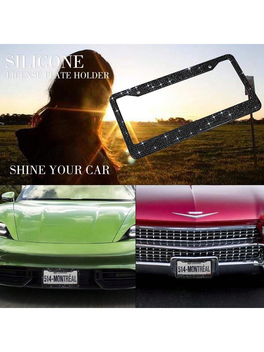 Bling License Plate Frame For Women Sparkly Stainl Steel License Plate Frames Over 1200 Pcs 14 Facets Clear Rhinestone Crystals No Box