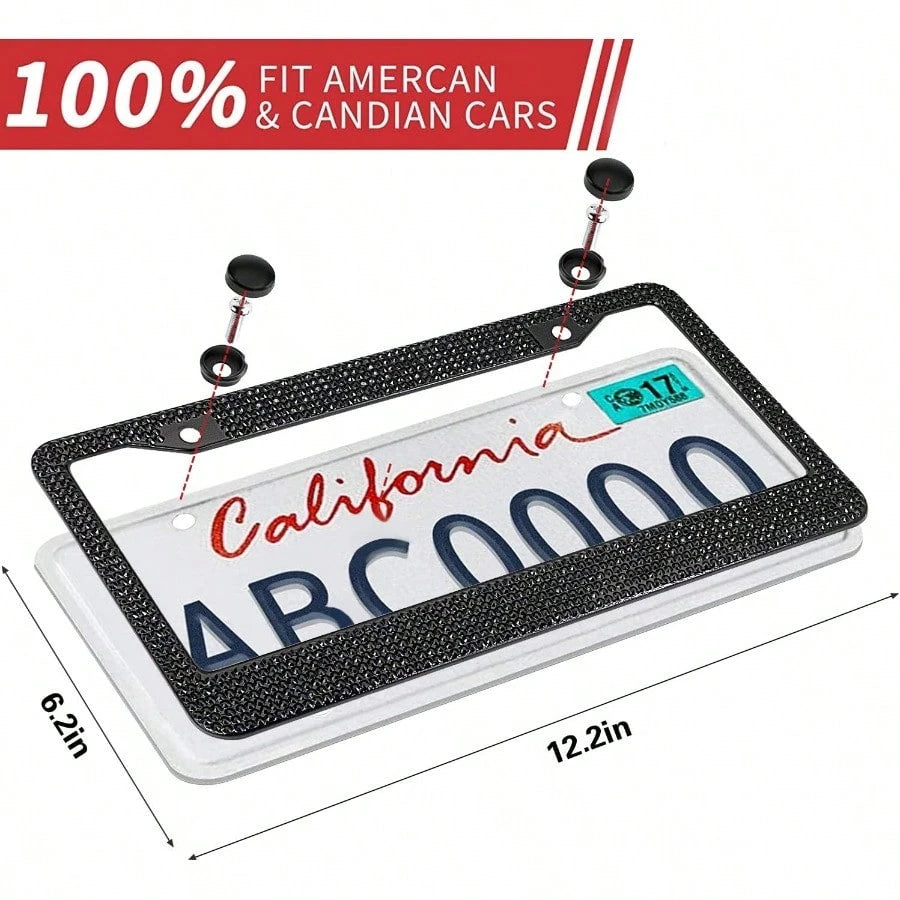Bling License Plate Frame For Women Sparkly Stainl Steel License Plate Frames Over 1200 Pcs 14 Facets Clear Rhinestone Crystals No Box