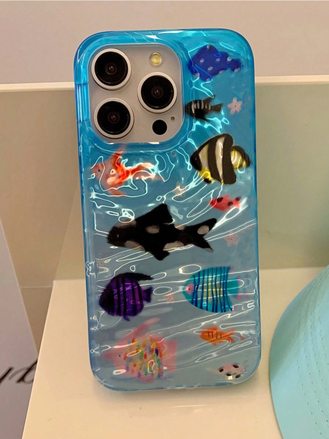 Blue Ocean Element Fashion Phone Case Shockproof Creative Fresh Water Wave Ocean World Compatible With IPhone 17 Pro Max/17 Pro/17 Air/17, 16 Pro Max, 15/14/13/12/11/11 Anti-Drop Protective Cover Spri