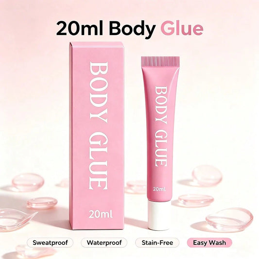 BODY GLUE Body Adhesive- Sweat & Water Resistant, Stain-Free, Easy To Remove With Soap And Water, Perfect For Confidence And Security In Outfits