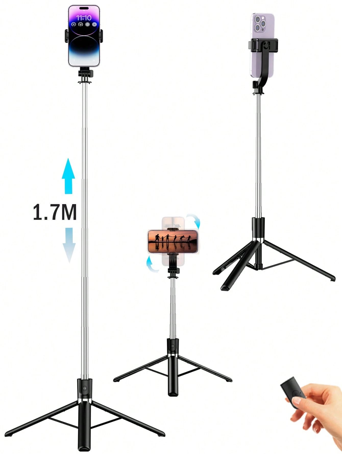 Borriig 1700mm Wireless Selfie Stick Phone Tripod, Extendable Foldable Monopod Suitable For Smartphones, Balanced Stable Shooting And Live Streaming, With Remote Control, Ideal For Summer Vacation, Tr