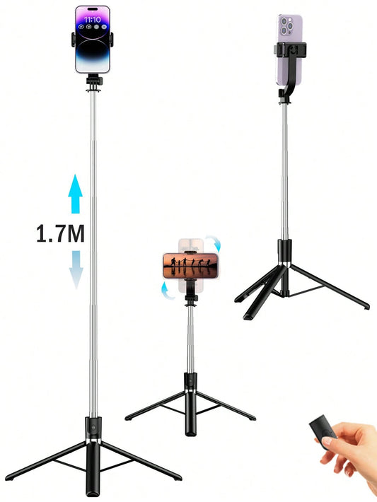Borriig 1700mm Wireless Selfie Stick Phone Tripod, Extendable Foldable Monopod Suitable For Smartphones, Balanced Stable Shooting And Live Streaming, With Remote Control, Ideal For Summer Vacation, Tr