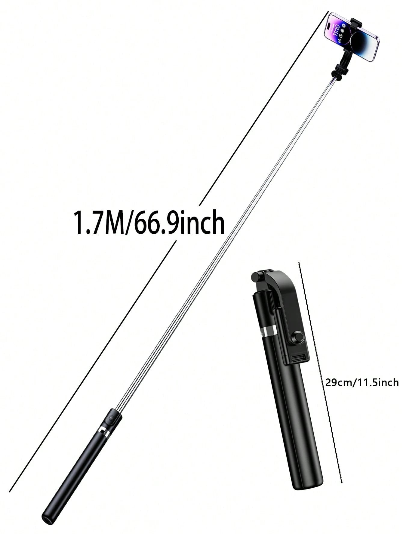 Borriig 1700mm Wireless Selfie Stick Phone Tripod, Extendable Foldable Monopod Suitable For Smartphones, Balanced Stable Shooting And Live Streaming, With Remote Control, Ideal For Summer Vacation, Tr