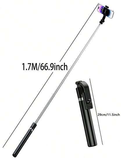 Borriig 1700mm Wireless Selfie Stick Phone Tripod, Extendable Foldable Monopod Suitable For Smartphones, Balanced Stable Shooting And Live Streaming, With Remote Control, Ideal For Summer Vacation, Tr