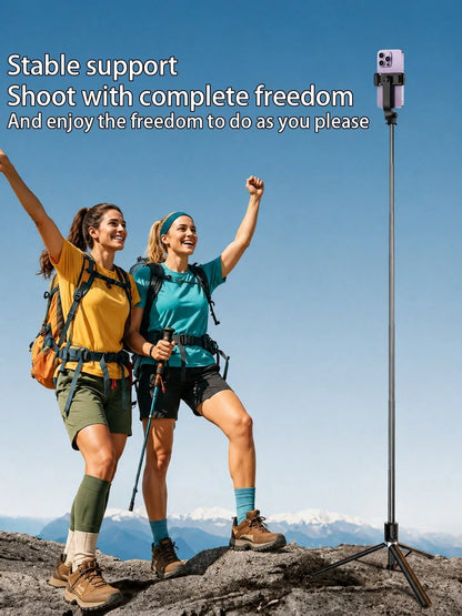 Borriig 1700mm Wireless Selfie Stick Phone Tripod, Extendable Foldable Monopod Suitable For Smartphones, Balanced Stable Shooting And Live Streaming, With Remote Control, Ideal For Summer Vacation, Tr