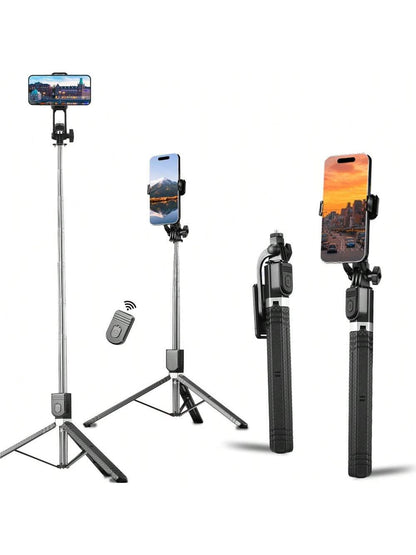 Borriig 1700mm Wireless Selfie Stick Phone Tripod, Extendable Foldable Monopod Suitable For Smartphones, Balanced Stable Shooting And Live Streaming, With Remote Control, Ideal For Summer Vacation, Tr