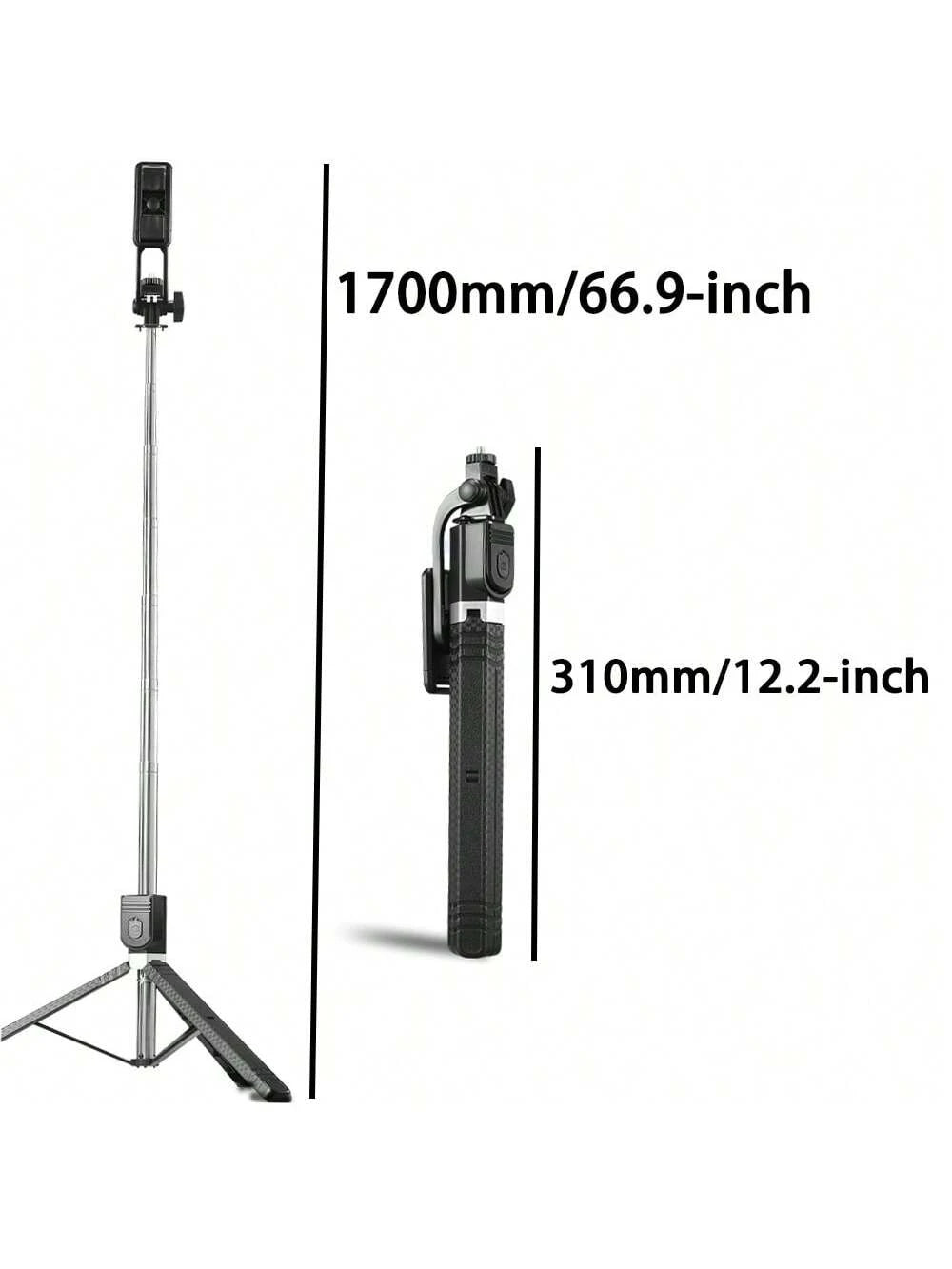 Borriig 1700mm Wireless Selfie Stick Phone Tripod, Extendable Foldable Monopod Suitable For Smartphones, Balanced Stable Shooting And Live Streaming, With Remote Control, Ideal For Summer Vacation, Tr