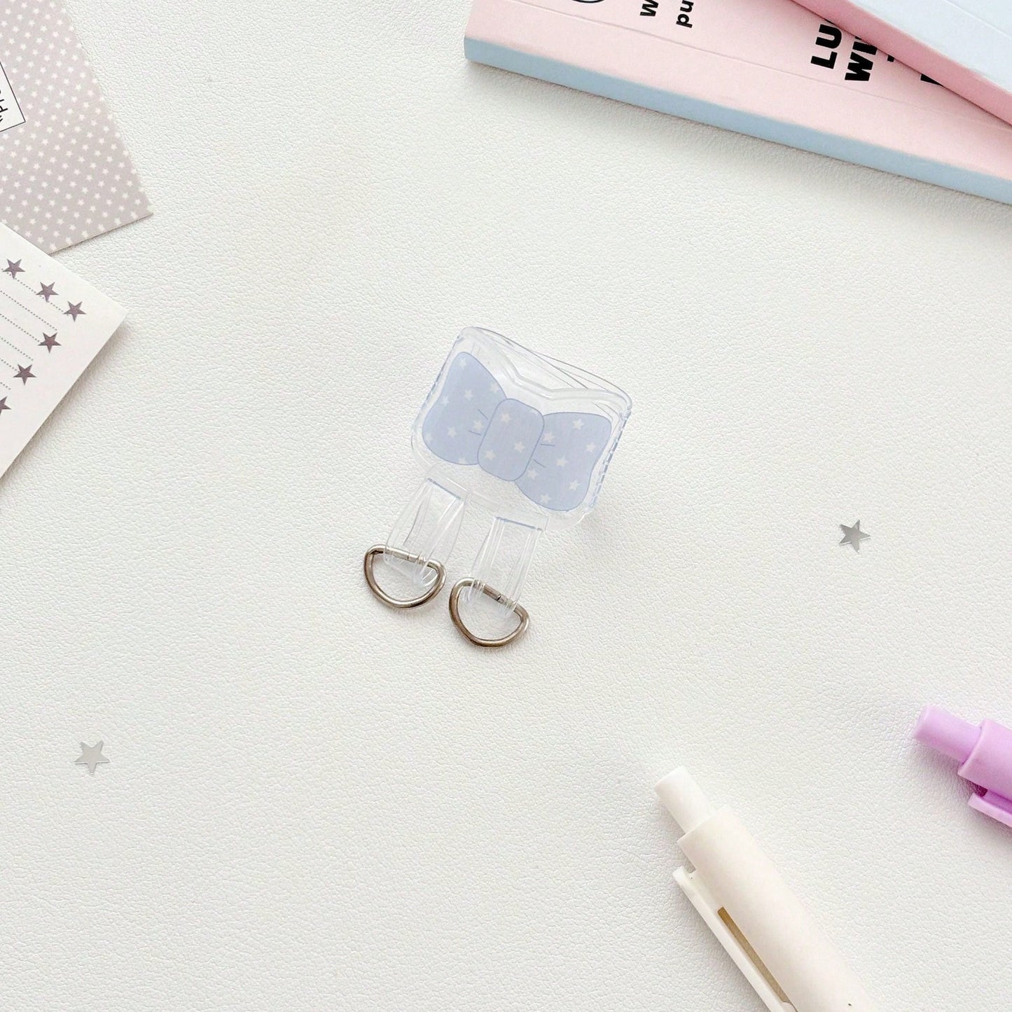 Bowknot Bag Extension Buckle Ita Bag Keychain Transparent Bag Hanging Clip Display Buckle (Includes 1 Silver Key Ring)