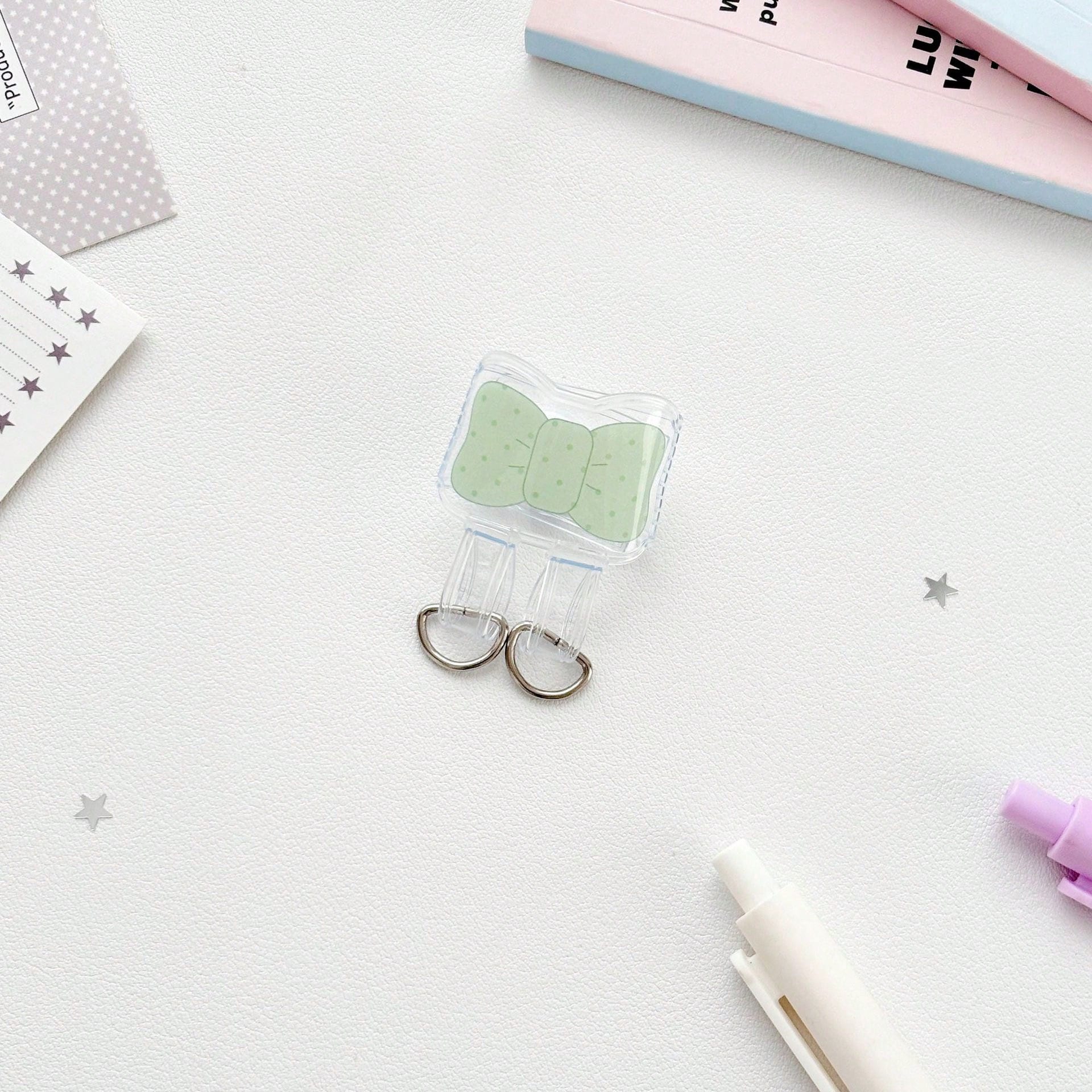 Bowknot Bag Extension Buckle Ita Bag Keychain Transparent Bag Hanging Clip Display Buckle (Includes 1 Silver Key Ring)