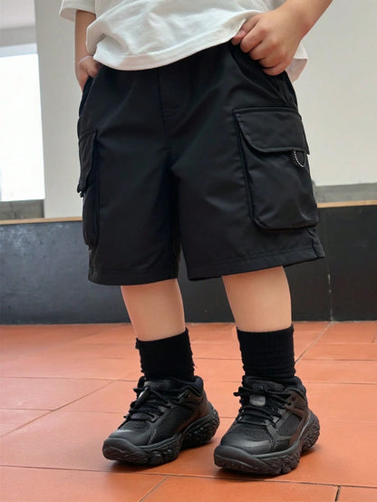 Bubblio Baby Boy Casual Black Shorts With Practical Pockets,Suitable For Daily Wear,Outdoor Sports,Play,Party,Photo Shoot,Formal Events & Spring/Summer