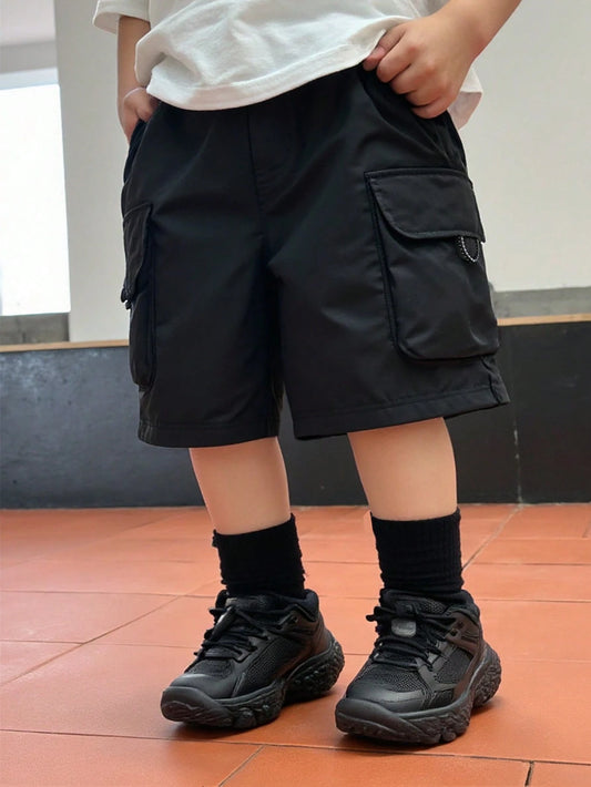 Bubblio Baby Boy Casual Black Shorts With Practical Pockets,Suitable For Daily Wear,Outdoor Sports,Play,Party,Photo Shoot,Formal Events & Spring/Summer