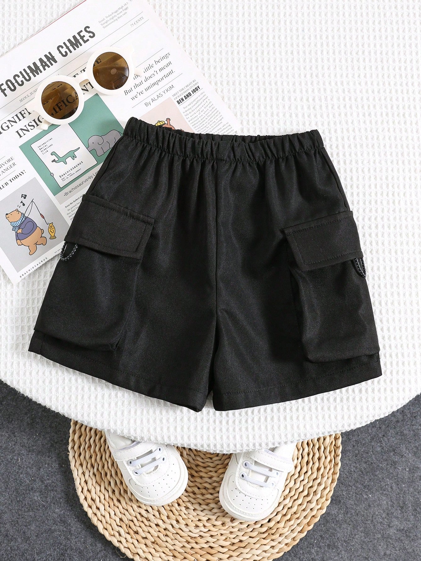 Bubblio Baby Boy Casual Black Shorts With Practical Pockets,Suitable For Daily Wear,Outdoor Sports,Play,Party,Photo Shoot,Formal Events & Spring/Summer